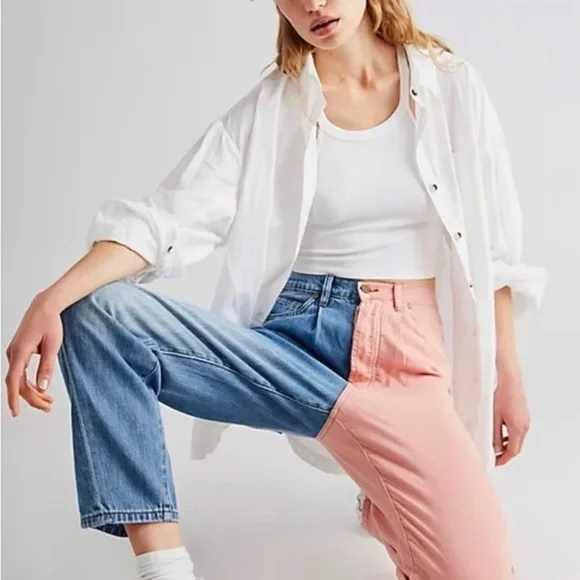 Sandrine Rose Free People Wide Leg Jeans Petal- NWT - Picture 2 of 15